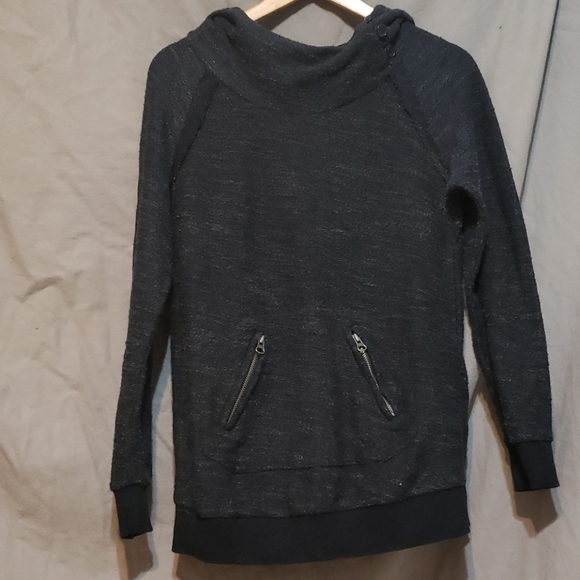 Roxy marled black pullover hoodie. - Picture 1 of 7